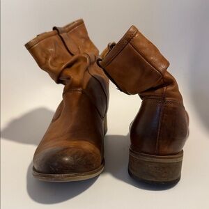 Badura Western Slouch Booties boots brown leather fleece inside EU37/US6